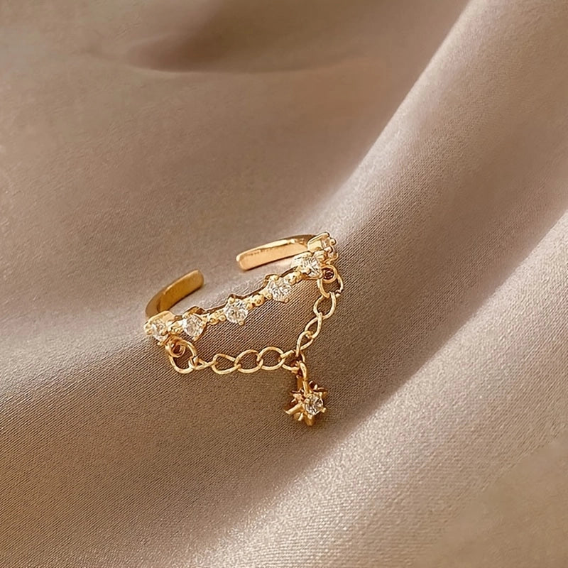 Copper Tassel Charm Rings Open Rings