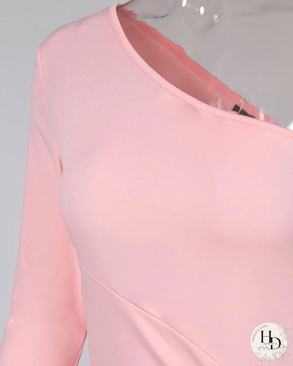 Solid One Shoulder Bodycon Dress