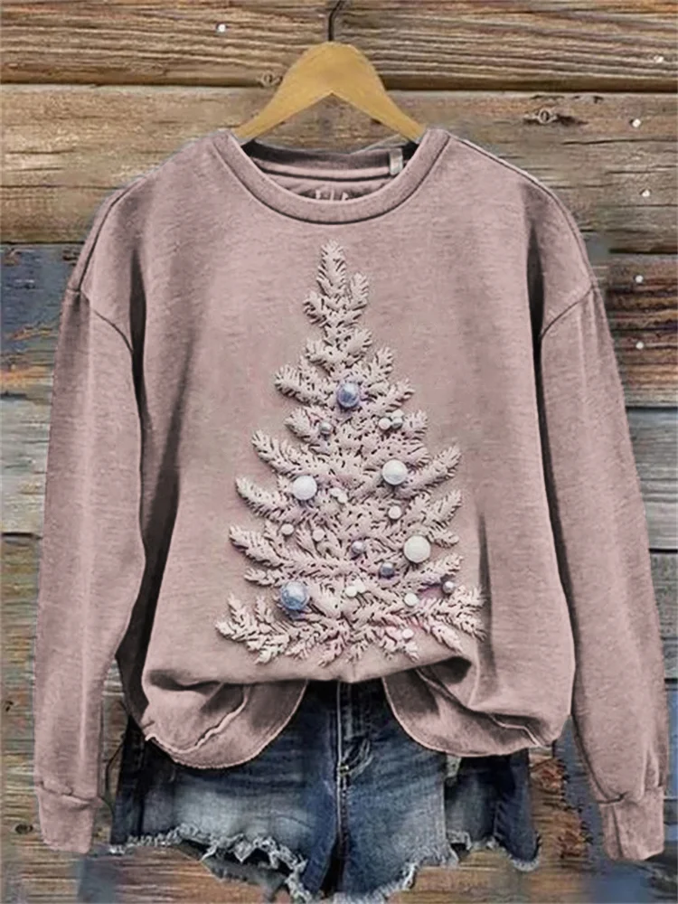 Christmas Tree Relief Art Comfy Sweatshirt