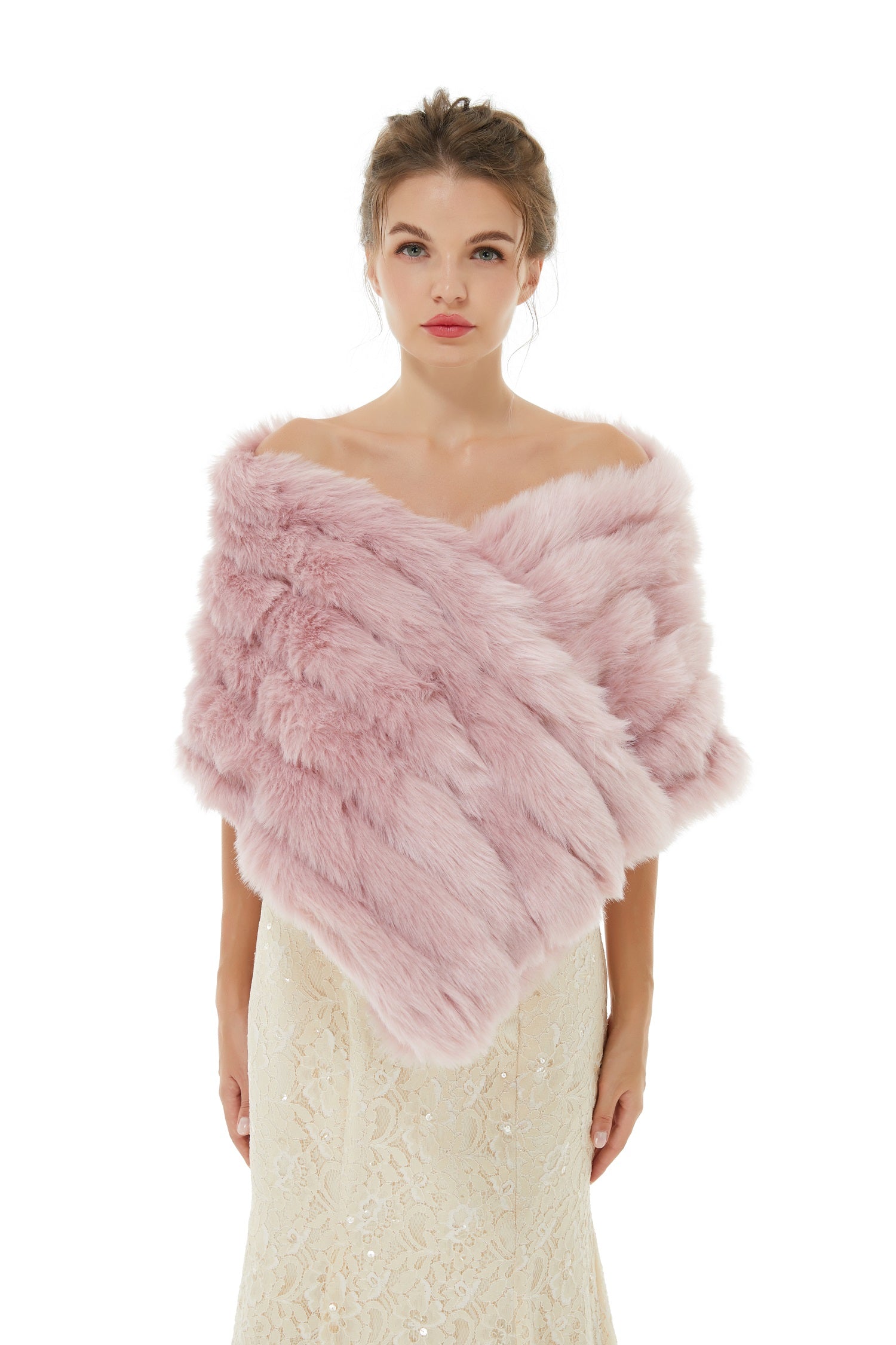 Bellasprom Faux Fur Pink  Wedding Wrap for Winter On Sale Bellasprom