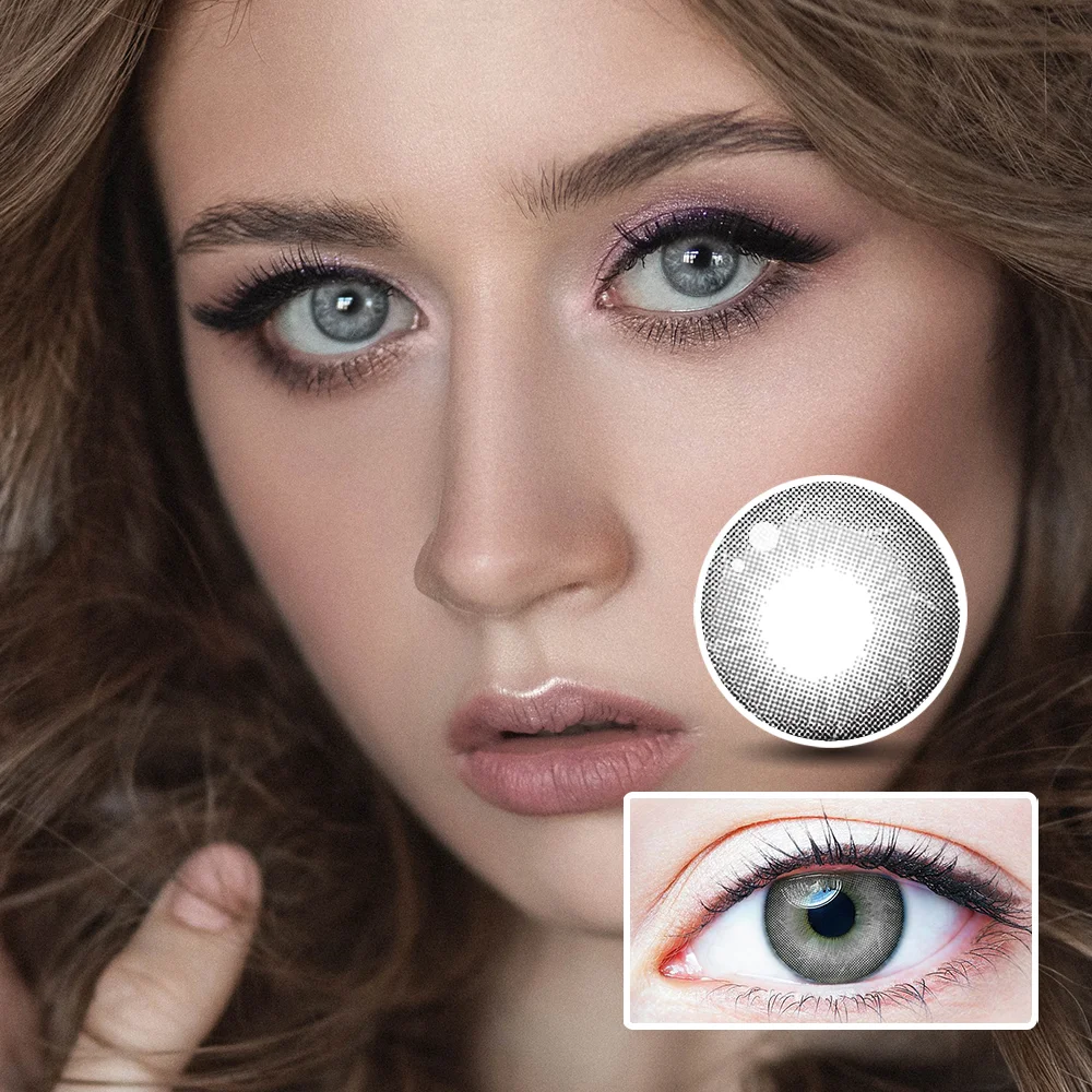 NEBULALENS Water Wave Gray Yearly Prescription Colored Contact Lenses NEBULALENS