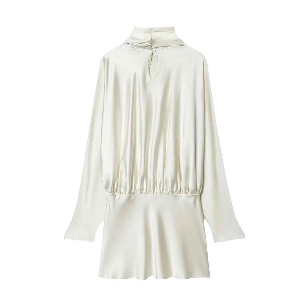 Nigikala Nigikala New Fashion Temperament Women's Silk And Fern Texture Scarf Dress 4661215