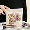 Diamond Painting Cat and Flower PU Storage Bag Coin Purse