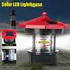 Lighthouse Solar LED Light Garden Fence Outdoor Beacon Rotating Beam Lamp