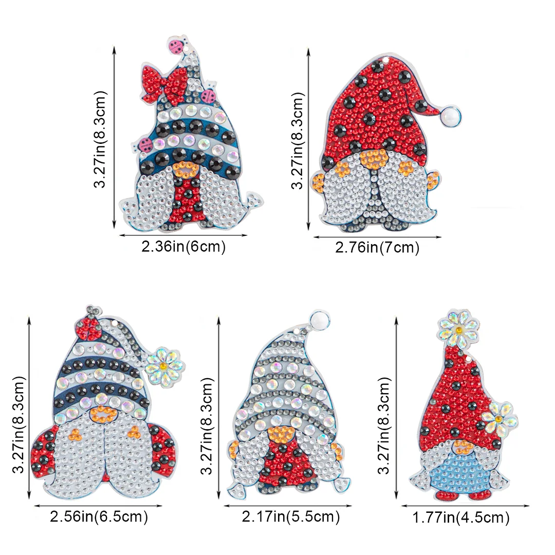 5pcs/set DIY Diamonds Painting Keychain Ladybird Goblin Special-shaped Art Craft (Double Side)
