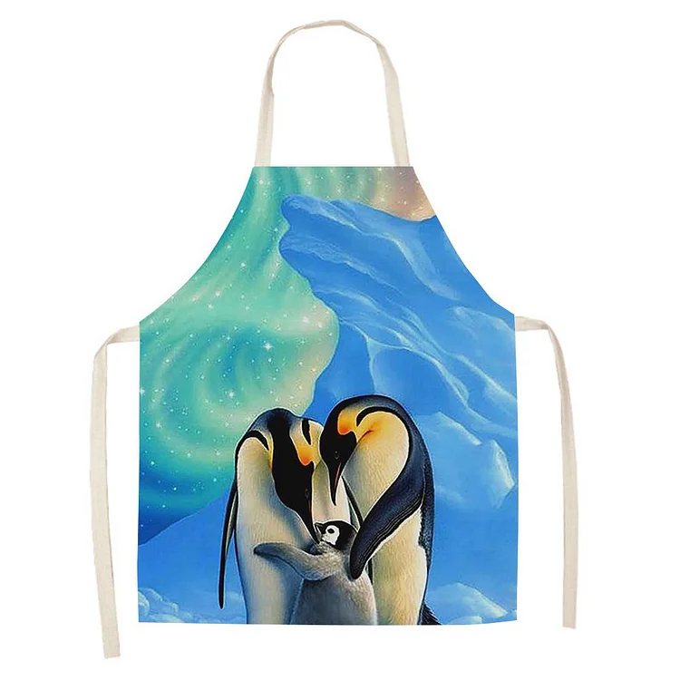 Waterproof Linen Kitchen Apron -penguin