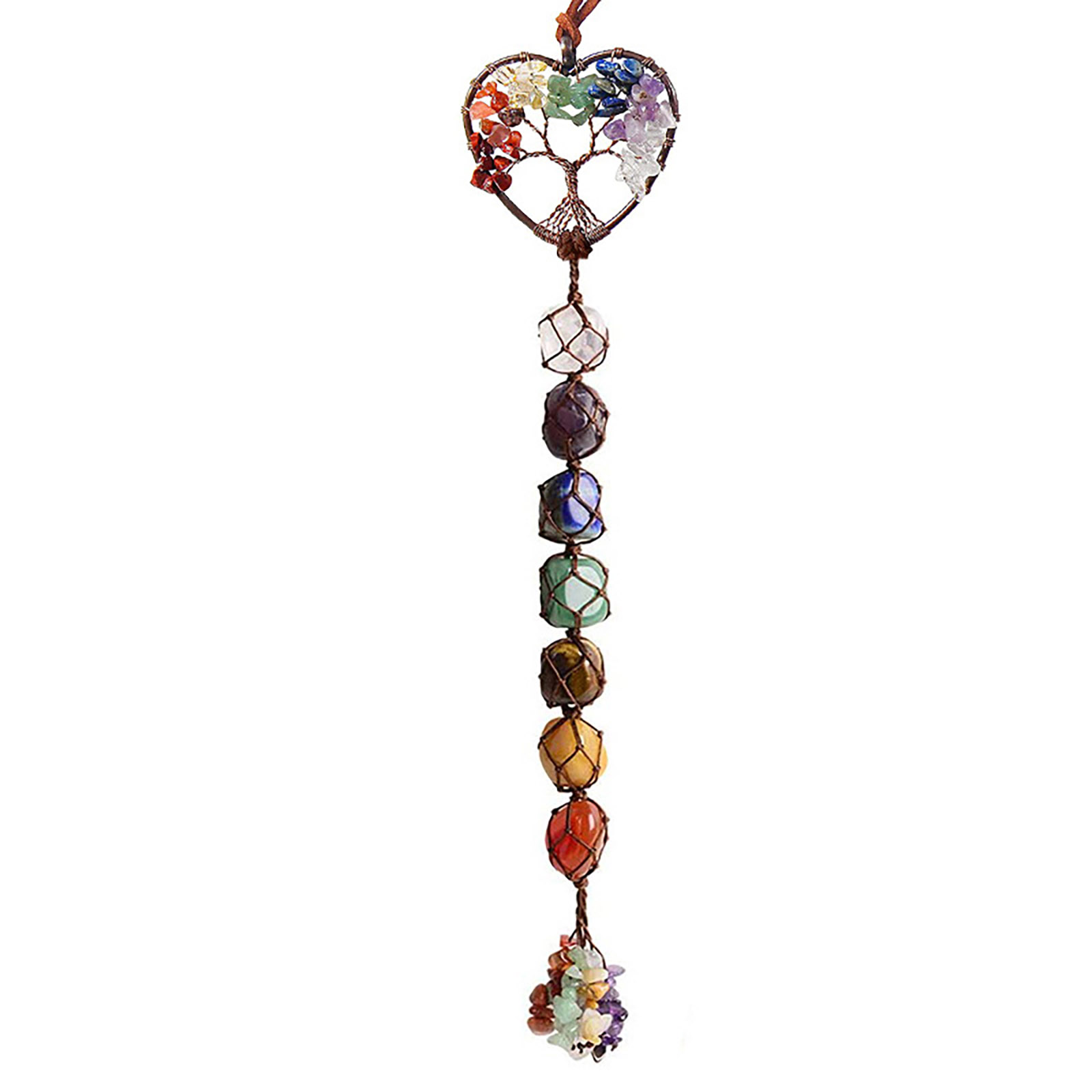 Seven-Color Crystal Original Stone Hand-Woven Pendant Natural Stone Tree
