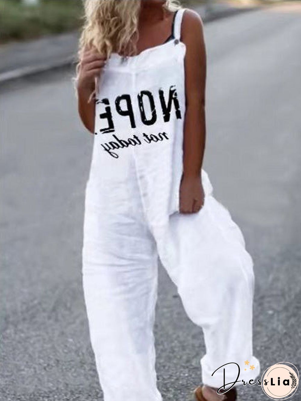 Women'S Jumpsuits Letter Print Sleeveless Casual Jumpsuit