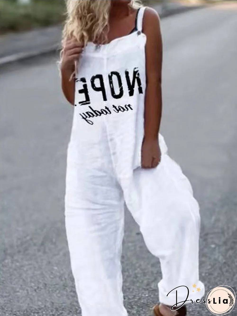 Women'S Jumpsuits Letter Print Sleeveless Casual Jumpsuit
