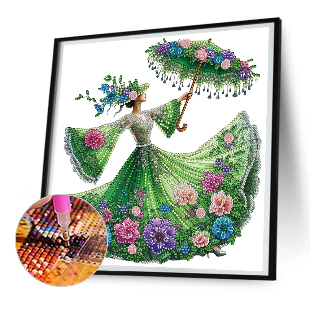 Diamond Painting - Partial Special Shaped Drill - Elegant Lady(Canvas|30*30cm)