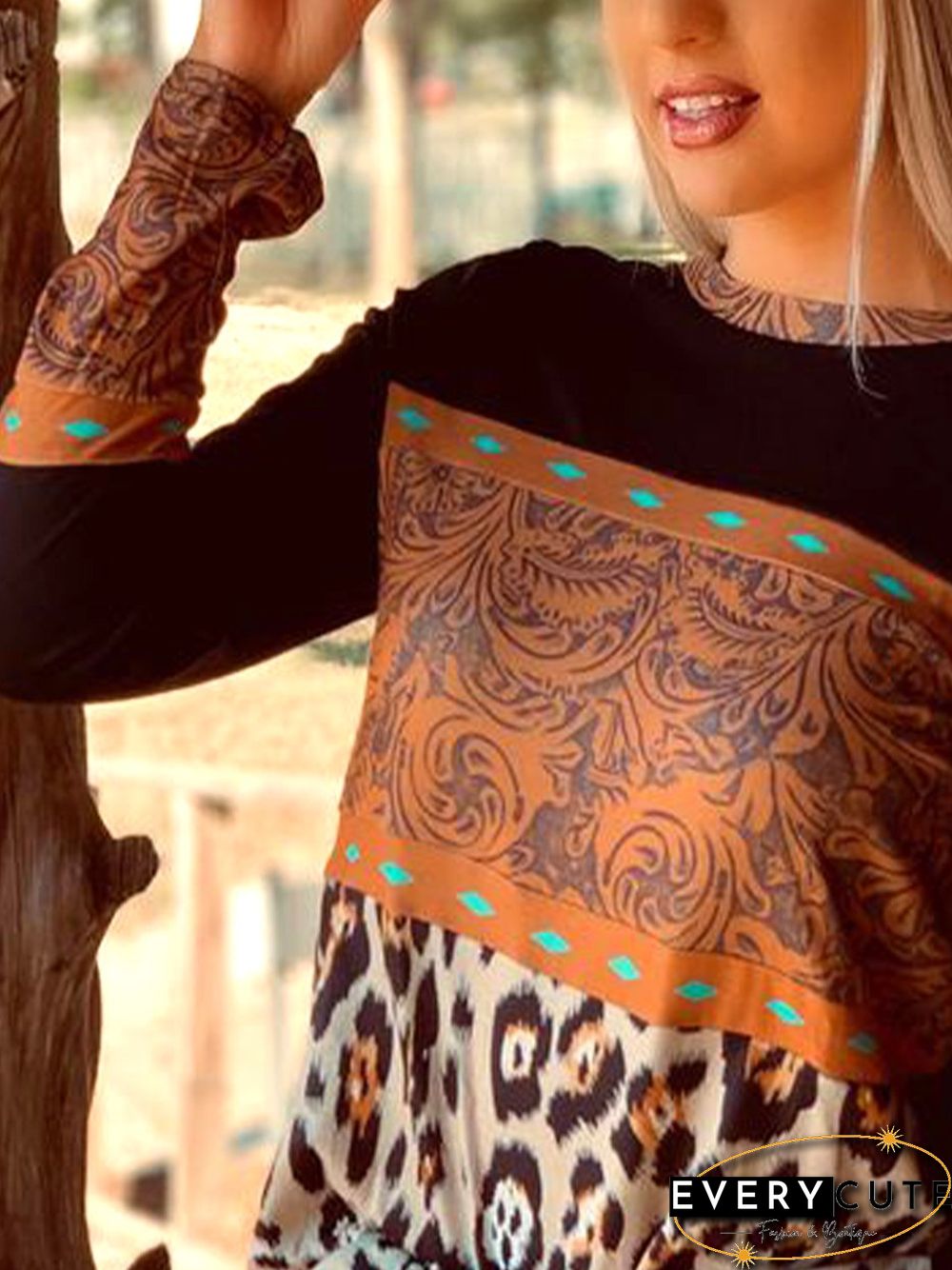 Crew Neck Long Sleeve Casual Jersey T-shirt