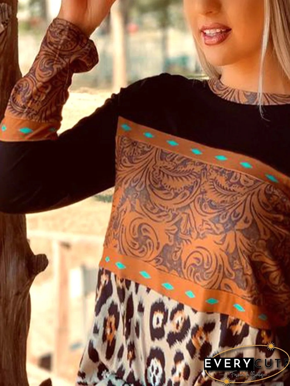 Crew Neck Long Sleeve Casual Jersey T-shirt