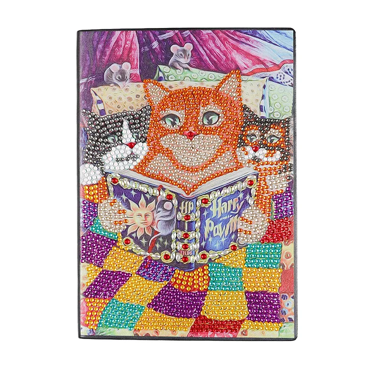 A5 5D Notebook DIY Part Special Shape Rhinestone Diary Book (Kitten WXB048)