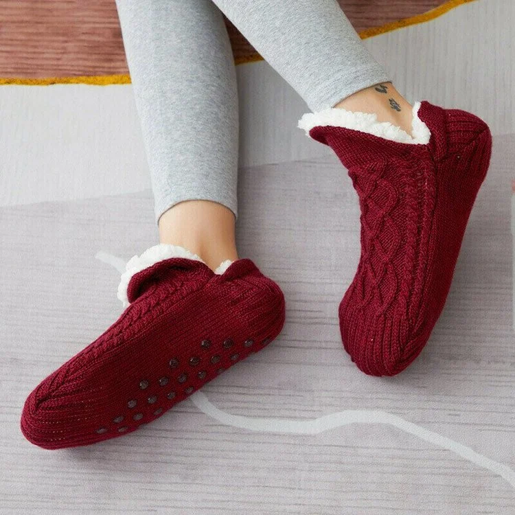 Woven And Velvet Indoor Socks Slippers