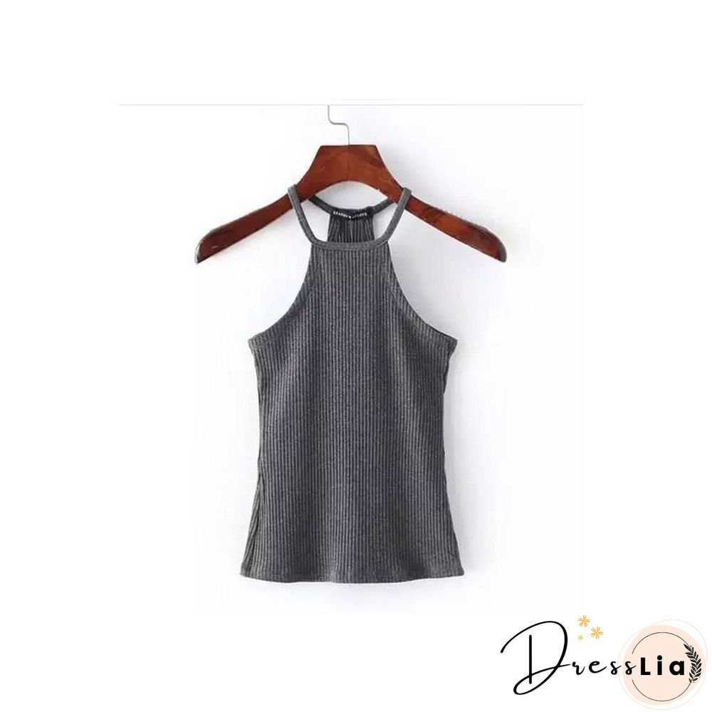 Summer Casual Knit Basic Tank Top Women Ribbed Stretchy Solid Sport Summer Crop Top Off Shoulder Sexy T Shirt