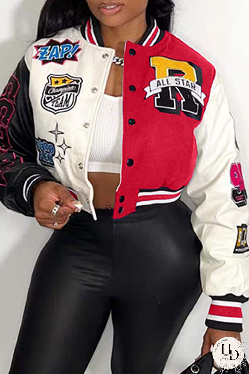 Red Casual Print Patchwork O Neck Outerwear