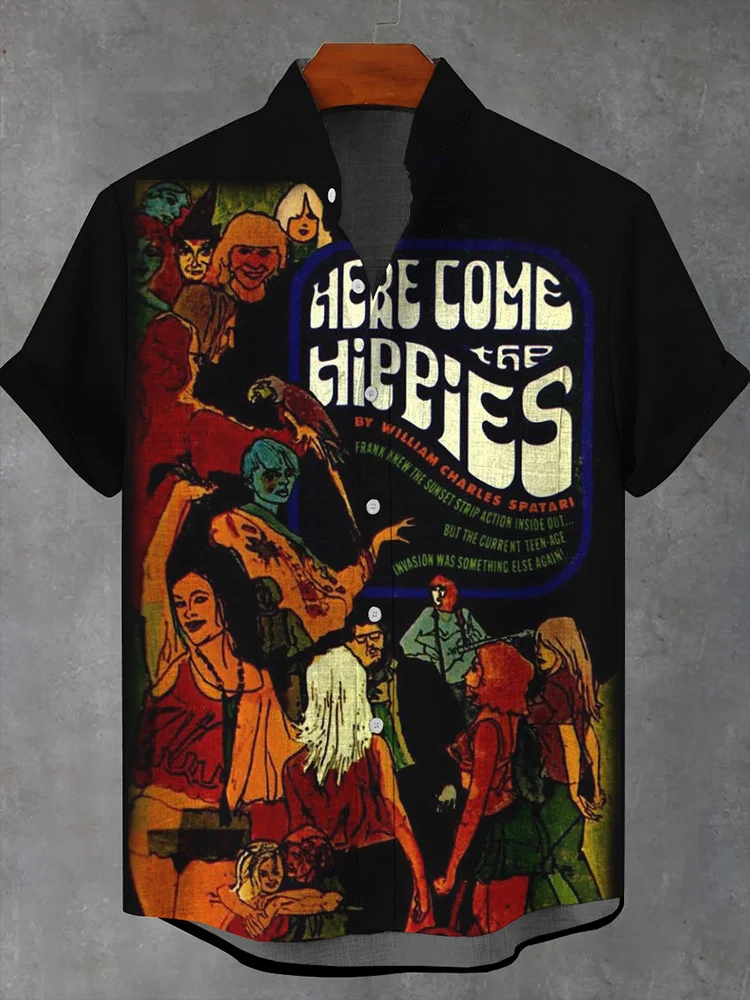 Teecade Teecade Here Come The Hippies Print Shirt