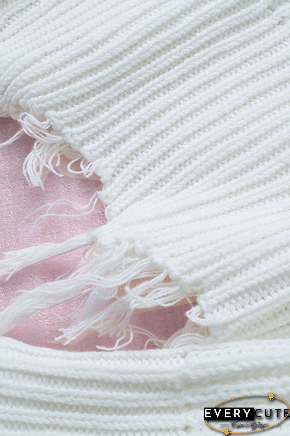 White Tainted Love Cotton Distressed Sweater