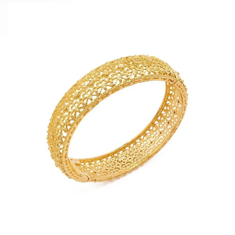 Hollow pattern golden bracelet