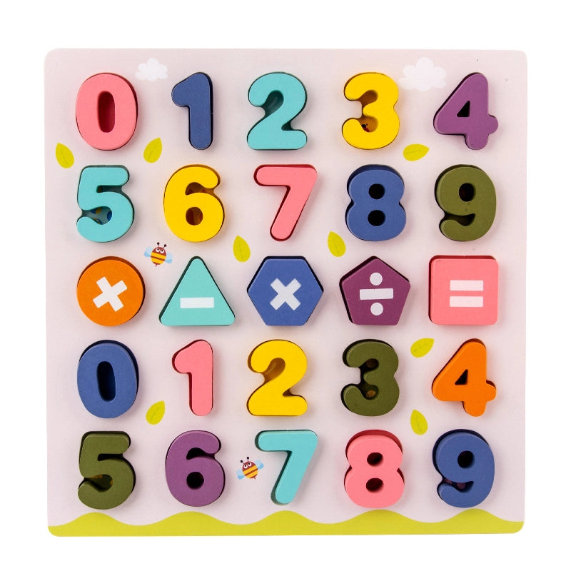 Wooden Colorful Alphabet Number Cognitive Matching Puzzle Kids Toys