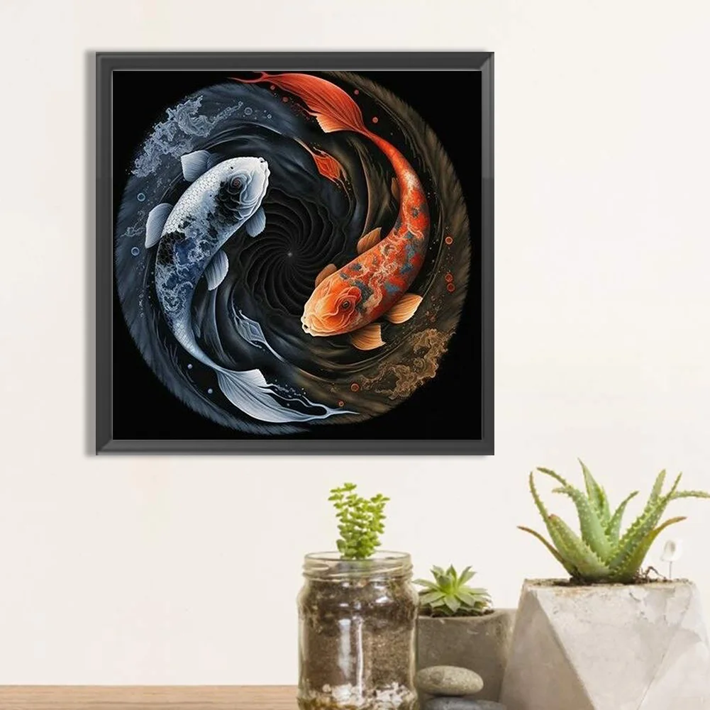 Diamond Painting - Full Round Drill - Yin Yang Fish(30*30cm)