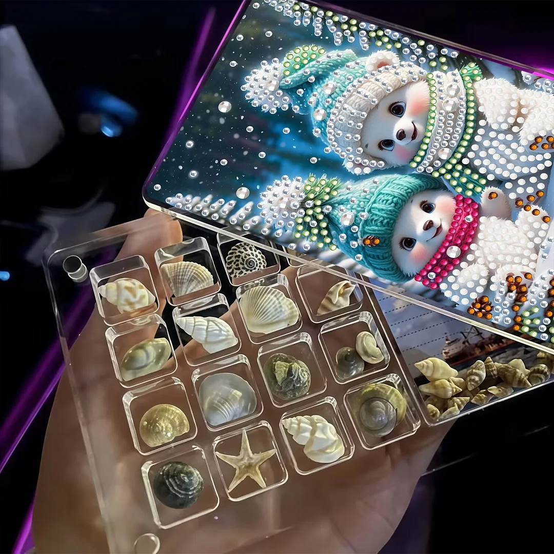 2pcs DIY 5D Diamond Painting Acrylic Jewelry Box Kit Gift for Adults (Snowman)