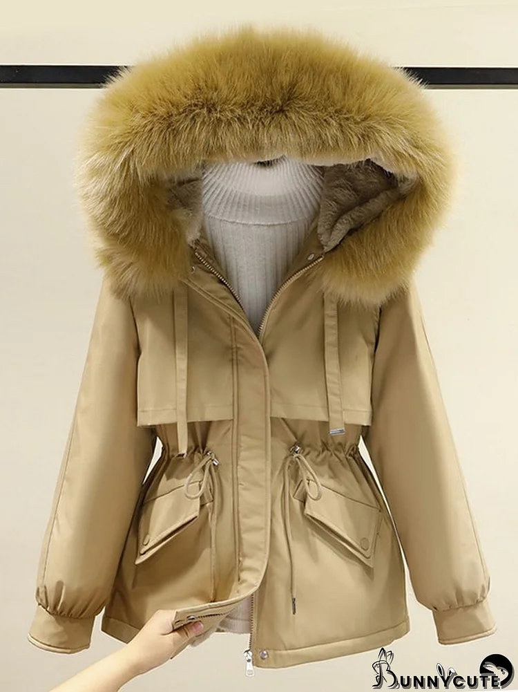 Faux Fur Hooded Parka Coat