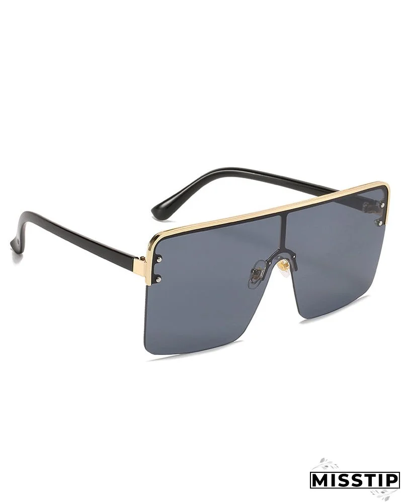 1Pair Half Metal Frame Ombre Lens Flat Top Sunglasses