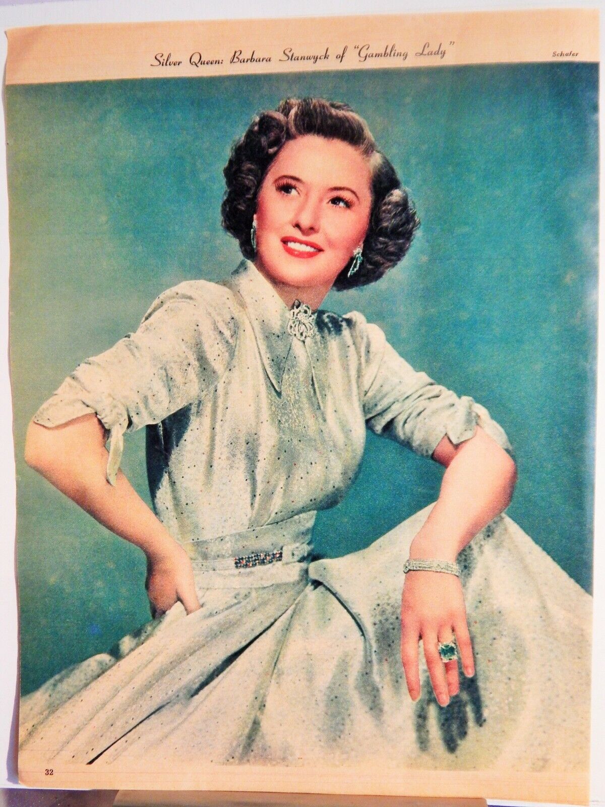 BARBARA STANWYCK COLOR PUBLICITY Photo Poster painting / JOAN EVANS Photo Poster painting ORIGINAL VTG 1949