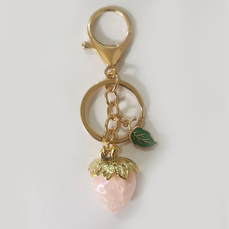 Pastoral Strawberry Alloy Resin Keychain