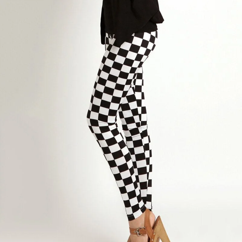 CUHAKCI Push Up Leggins Mujer Stripe Printed Leggings Women  Dot Mid Waist Polyester Fitness Pants