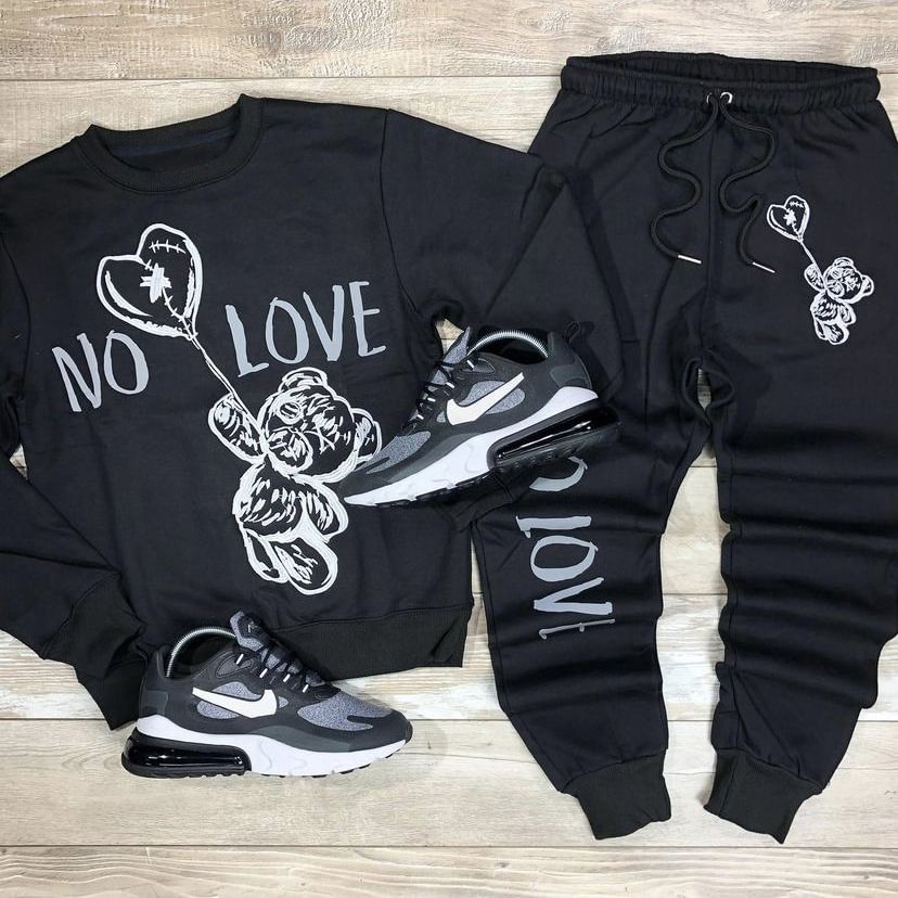 Personalized fashion printed round neck sweatshirt suit