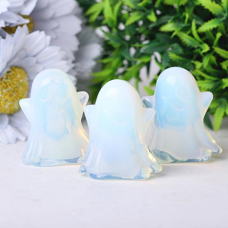 1.8" Opalite Ghost Crystal Carvings for Halloween