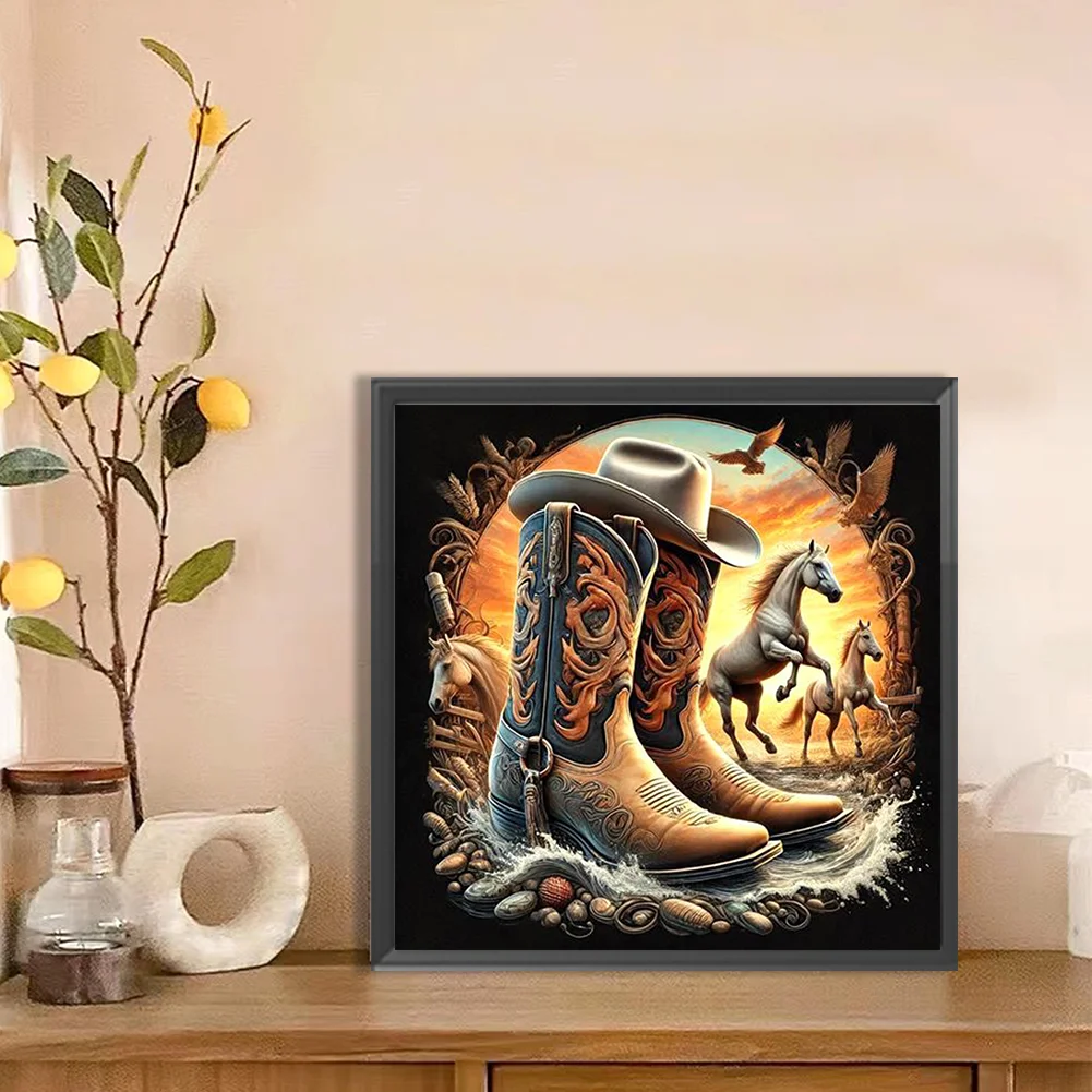 Diamond Painting - Full Round Drill - Boots Horse(Canvas|30*30cm)