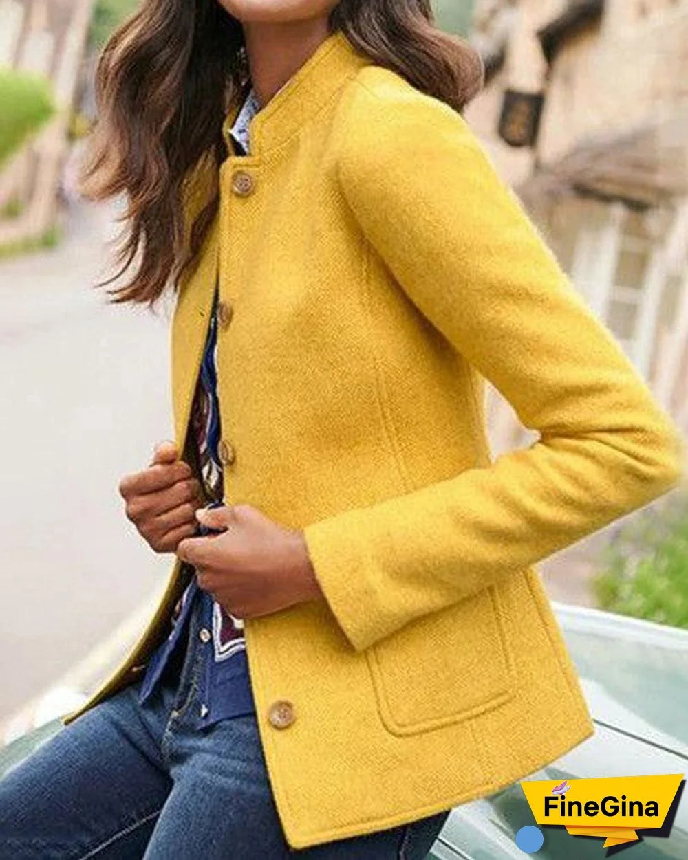 Yellow Long Sleeve Plain Cardigan
