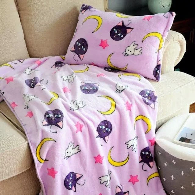 Sailor moon Tsukino Usagi Cosplay Props Luna Cat Flannel Blankets SP13253