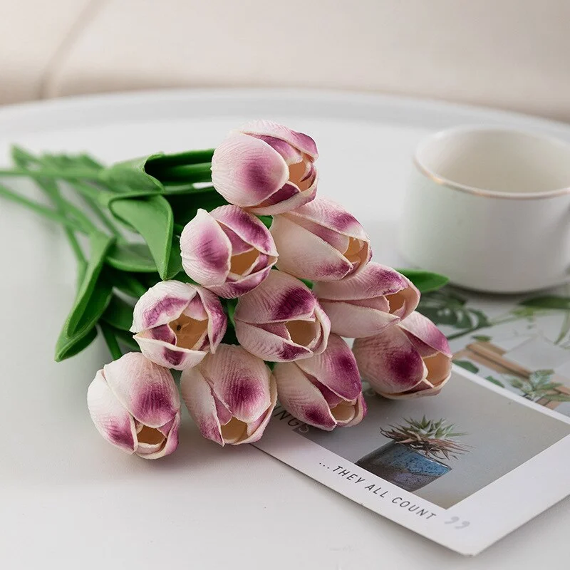 10PCS Tulip Artificial Flowers Real Touch Party Valentine's Day Artificial Bouquet Garden Home Wedding Decoration Fack Flower