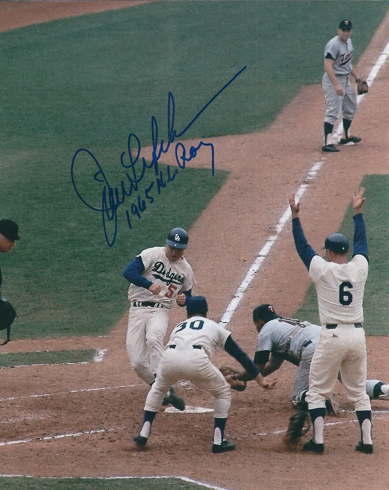 Signed 8x10 JIM LEFEBVRE ROY 65 Los Angeles Dodgers Autographed Photo Poster painting - COA