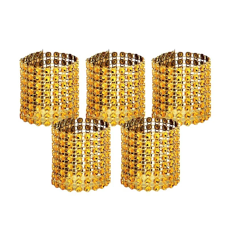 10pcs Gold Silver Napkin Ring Chairs Buckles Wedding Event Decoration Crafts Rhinestone Bows Holder Handmade Party Supplies