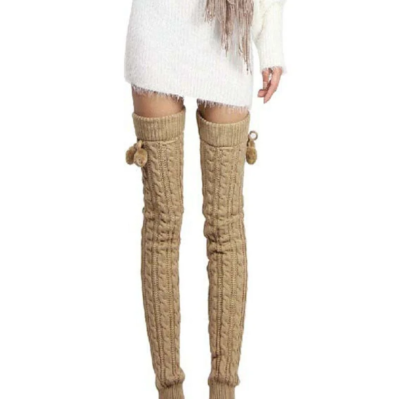 Leg Warmers Women Knitted Crochet Legging Warm Long Knee-stocks Womens Simple Solid Color All-match Female Trendy Casual 2020
