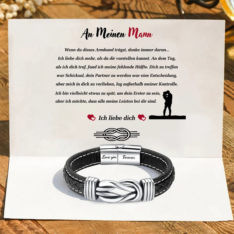 Kettenmachen Herren Leder Seemansknoten Armband- An Meinen Mann Ich liebe dich mehr, als du dir vorstellen kannst-Geschenk mit Nachrichtenkarte