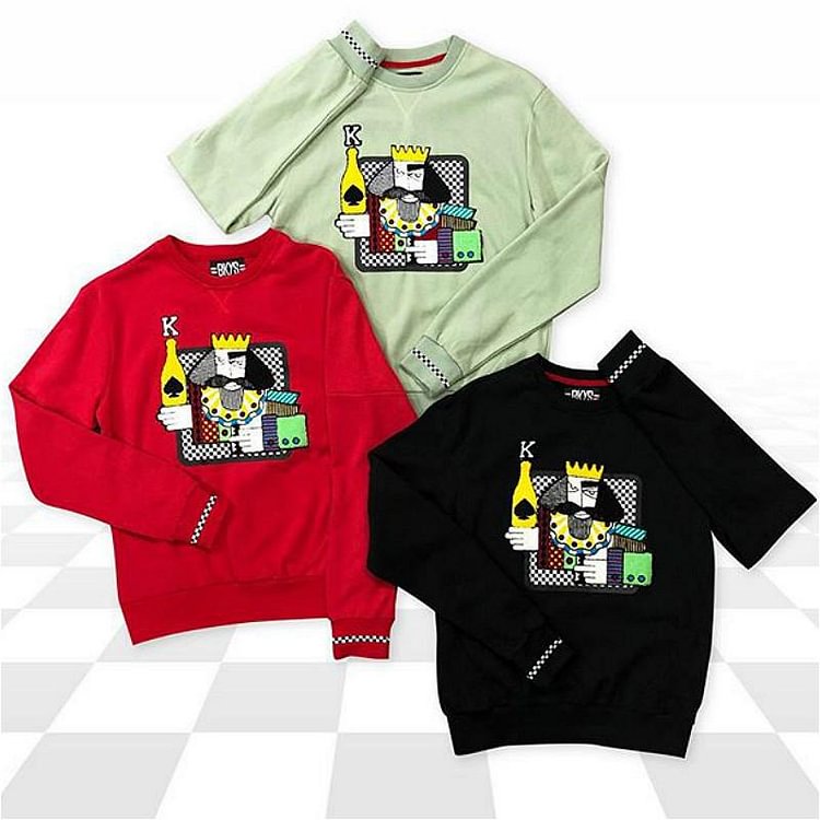 Poker face print spade sweatshirt