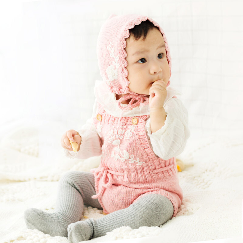 Handcrafted Cozy Blossom Knit Baby Set: Premium Embroidered Woolen Sweater Kit for Newborns