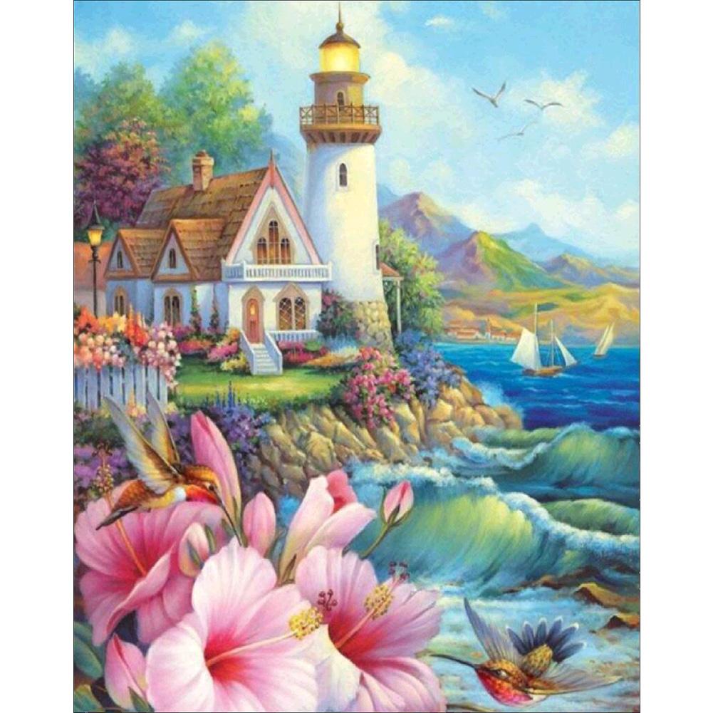 

30*25CM - Light Tower - Round Drill Diamond Painting, 501 Original