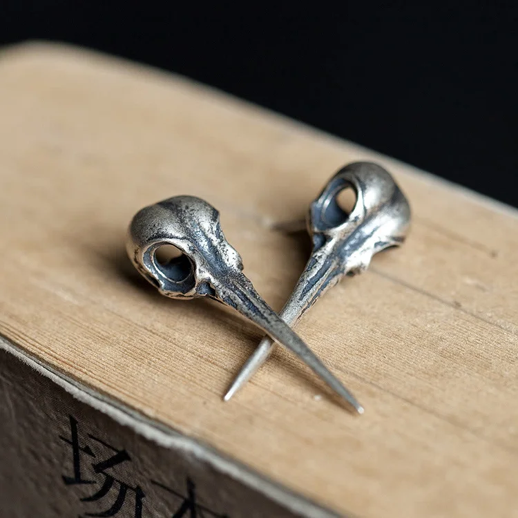 Coutureaura Hummingbird Skull Stud Earrings