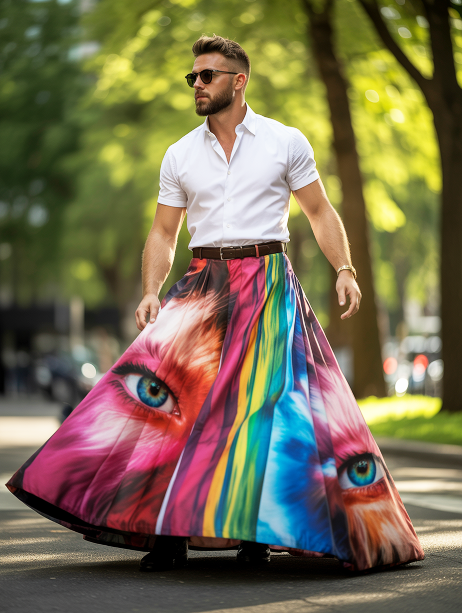 Rainbow Personalized Pattern Men's Festival Carnival Skirt