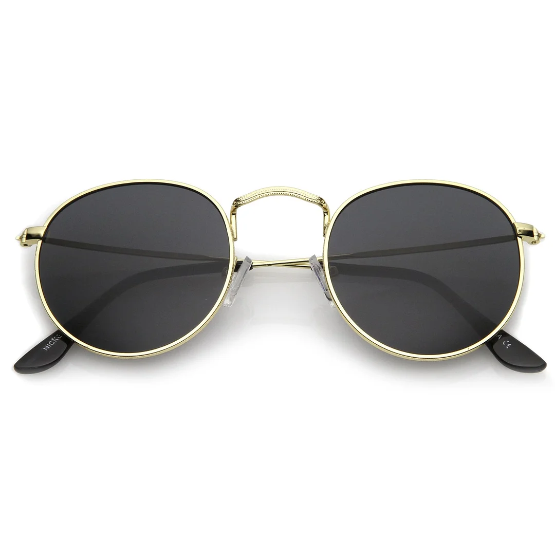 Classic Full Metal Frame Slim Temple Round glasses 45mm