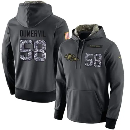 NFL Men's  Baltimore Ravens #58 Elvis Dumervil Stitched Black Anthracite Salute to Service Player Performance Hoodie