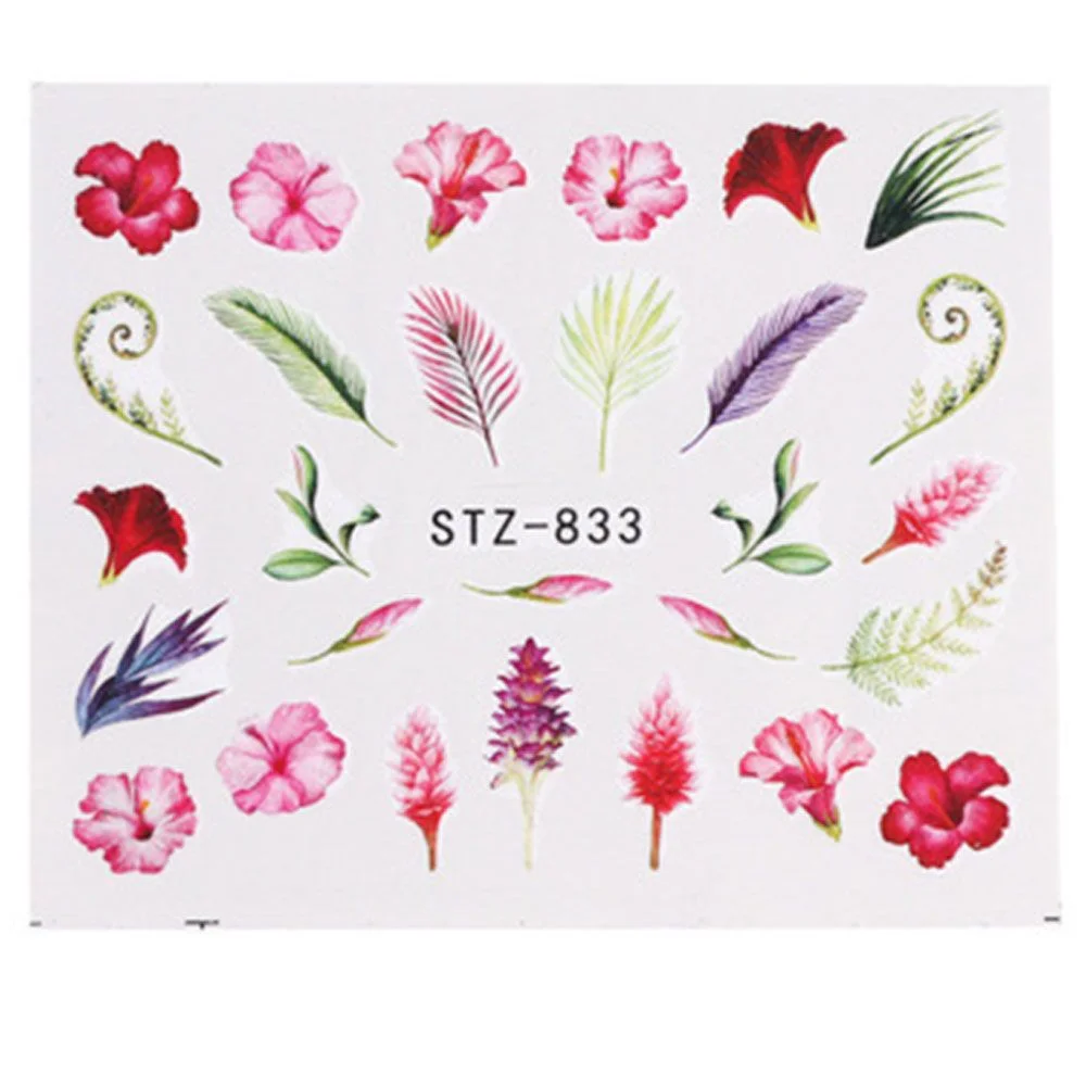 Churchf Palm Tree Coconut Tree Leaf Flower Design Nail Stickers Summer Nail Art Decoration Water Transfer Sliders For Nails DIY-Nail Inspo