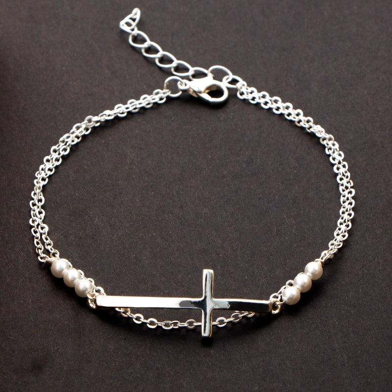 Minimalist Cross Stainless Steel Ferroalloy Plating Women’s Bracelets